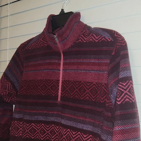 Eddie Bauer Quarter Zip Burgundy & Purple Soft Pullover Size Small - Picture 4 of 7